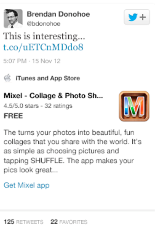 twitter card - app card